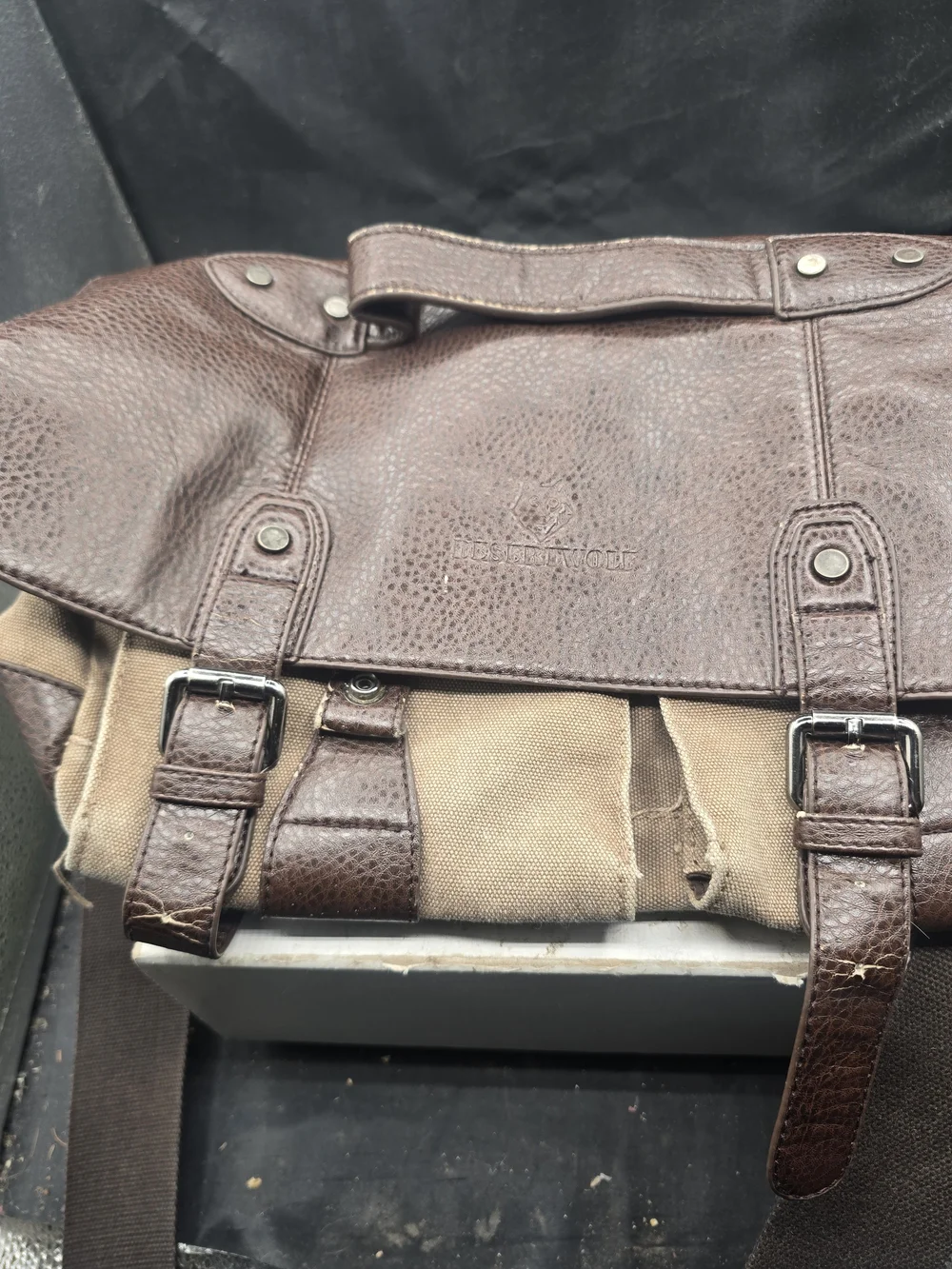 Men's Brown Leather & Tan Canvas Messenger Bag - Classic Carry